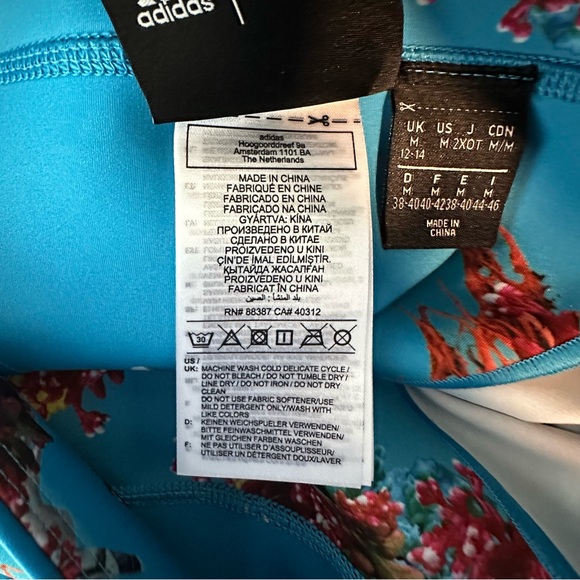 Ivy Park x Adidas Blue Floral Printed Striped Women Leggings Size M - Picture 11 of 14